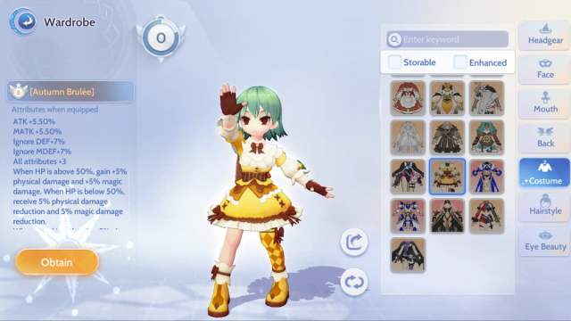 Autumn Brulee costume in Ragnarok Origin