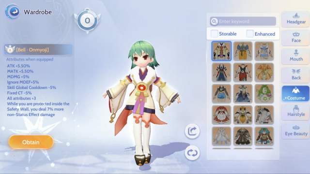 Bell - Onmyoji costume in Ragnarok Origin