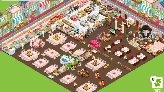 A pink and brown restaurant in Cafeland