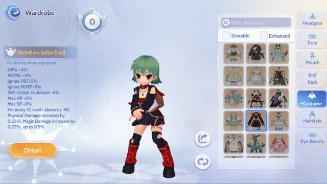 Rebellion Sailor Suit costume in Ragnarok Origin